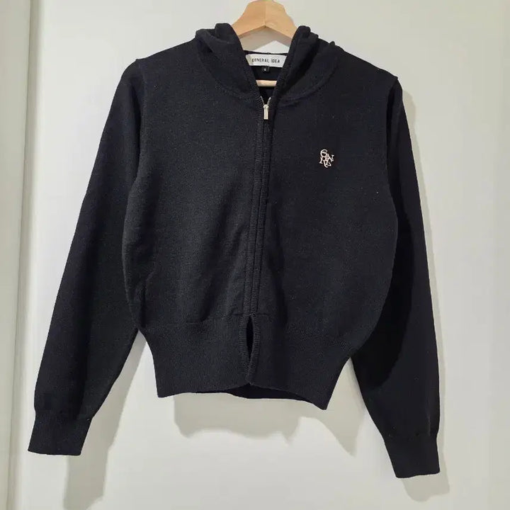 [BUNJANG] General Idea Black Hooded Knit Zip-up (Size S) / 제너럴아이디어 블랙 후드 니트 집업 S사이즈