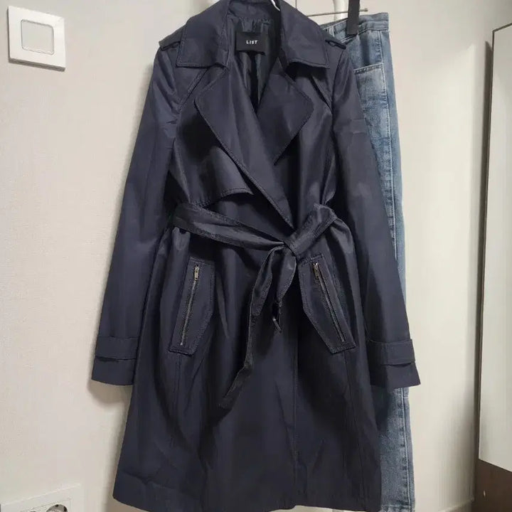 [BUNJANG] LIST Double Breasted Trench Coat - Navy / 리스트 LIST 더블 봄 트렌치코트 네이비