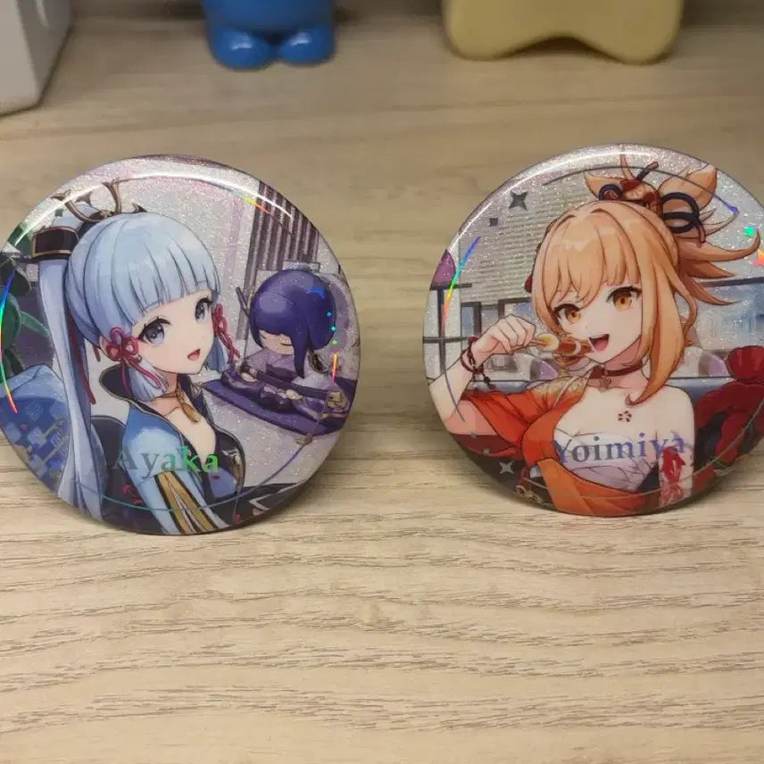 [BUNJANG] Genshin Impact Ayaka Yoimiya Can Badges Bundle Set / 원신 pc방 아야카 요이미야 캔뱃지 일괄