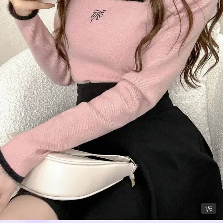 [BUNJANG] SHEIN Pink Knit Sweater / 쉬인 양지뢰 스나계 일녀 핑크 니트 양산형 지뢰계