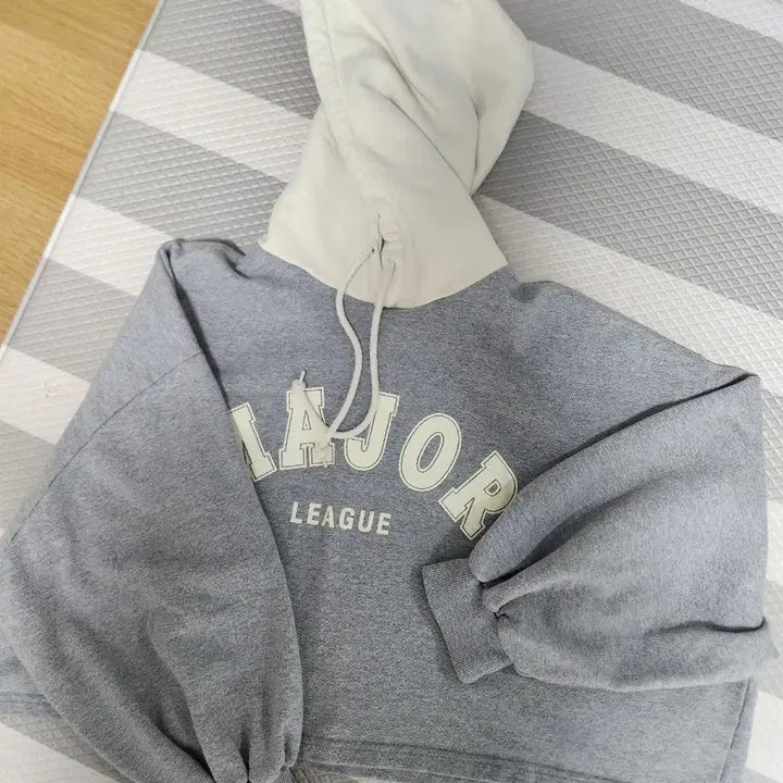 [BUNJANG] Oversized Color-Blocked Cropped Hoodie / 오버핏 배색 크롭후드티