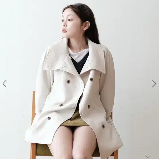 [BUNJANG] LeBonheur Veil High Neck Half Trench Coat Ivory / 베일 하이넥 하프 트렌치 코트 아이보리