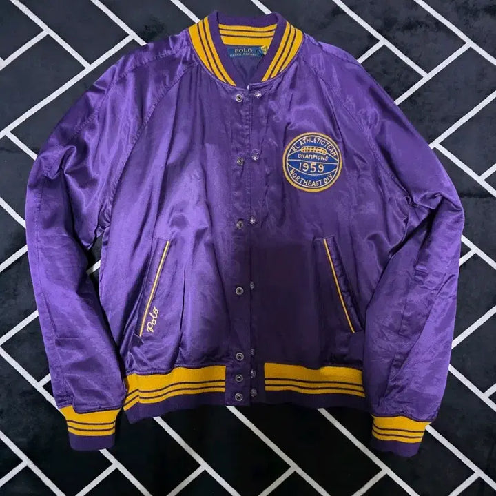 [BUNJANG] Polo Satin Varsity Jacket L / 폴로 새틴 바시티 스타일 자켓 L