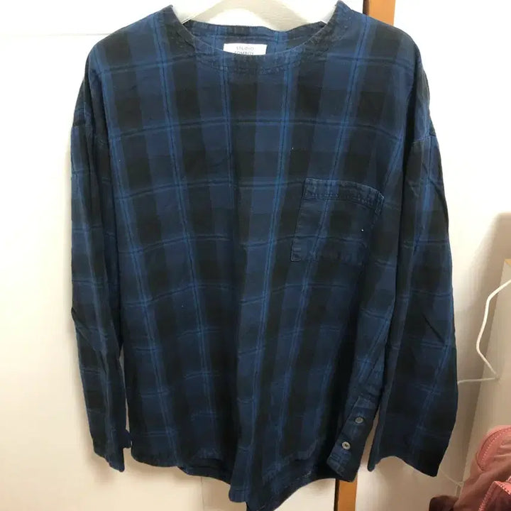 [BUNJANG] Tomboy Check Shirt Navy Blue / 톰보이 체크 셔츠