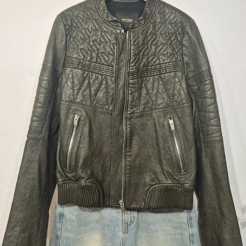 [BUNJANG] MAJE Quilted Point Lambskin Jacket / 마쥬 MAJE 카키 퀼팅 포인트  양가죽 자켓