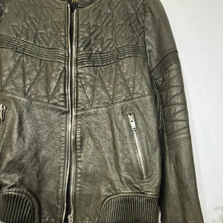 [BUNJANG] MAJE Quilted Point Lambskin Jacket / 마쥬 MAJE 카키 퀼팅 포인트  양가죽 자켓