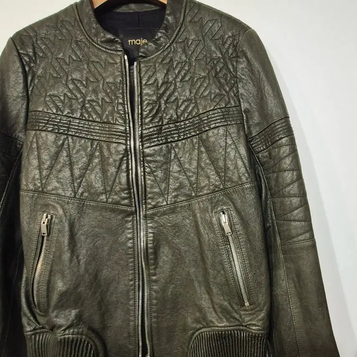[BUNJANG] MAJE Quilted Point Lambskin Jacket / 마쥬 MAJE 카키 퀼팅 포인트  양가죽 자켓