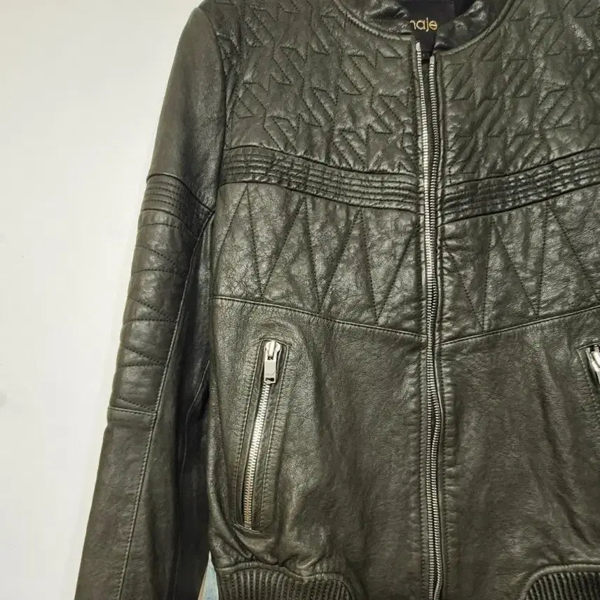 [BUNJANG] MAJE Quilted Point Lambskin Jacket / 마쥬 MAJE 카키 퀼팅 포인트  양가죽 자켓