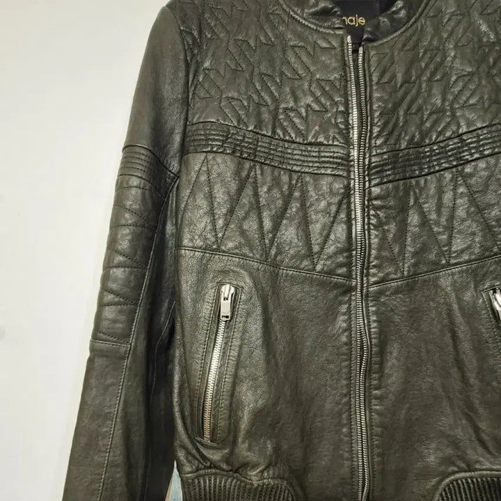 [BUNJANG] MAJE Quilted Point Lambskin Jacket / 마쥬 MAJE 카키 퀼팅 포인트  양가죽 자켓