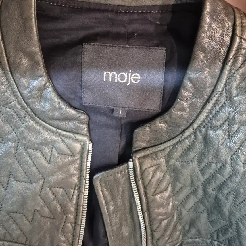 [BUNJANG] MAJE Quilted Point Lambskin Jacket / 마쥬 MAJE 카키 퀼팅 포인트  양가죽 자켓