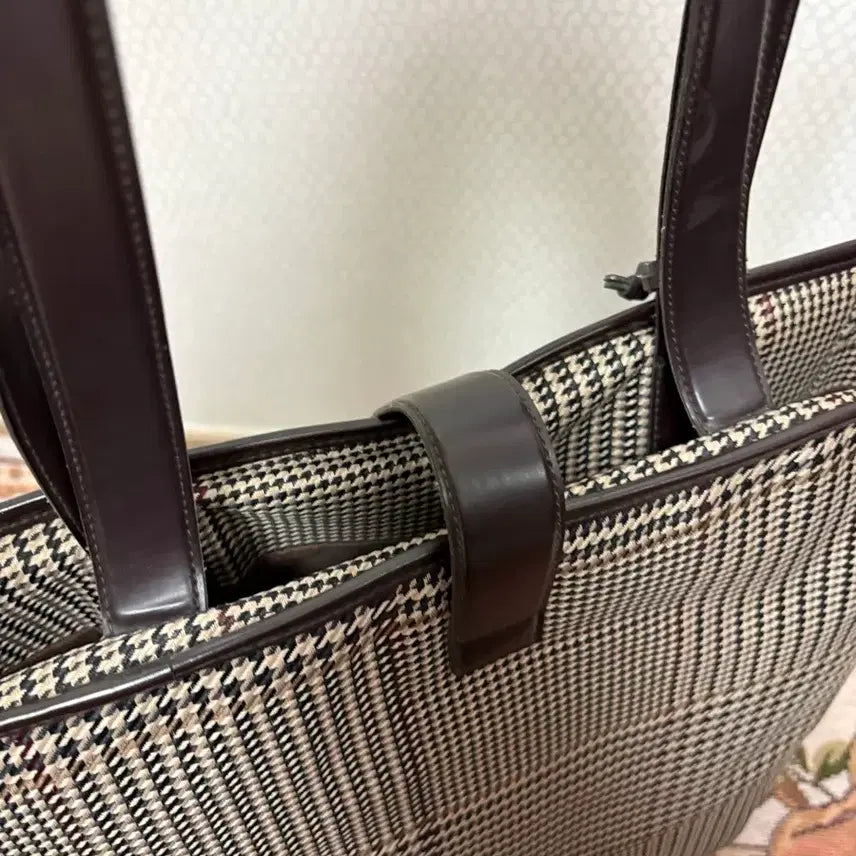 [BUNJANG] LAUREN Ralph Lauren Houndstooth Check Tote Bag / LAUREN 랄프로렌 하운드투스 체크 토트백