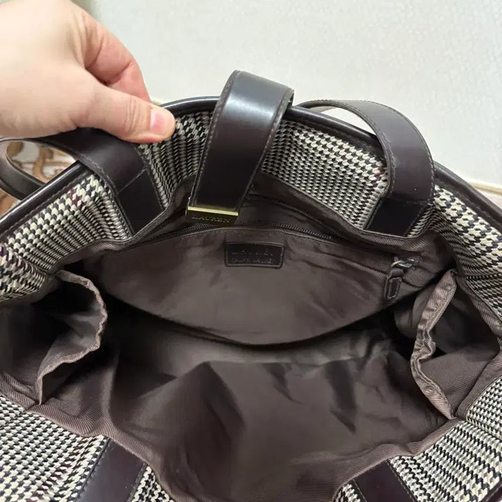 [BUNJANG] LAUREN Ralph Lauren Houndstooth Check Tote Bag / LAUREN 랄프로렌 하운드투스 체크 토트백