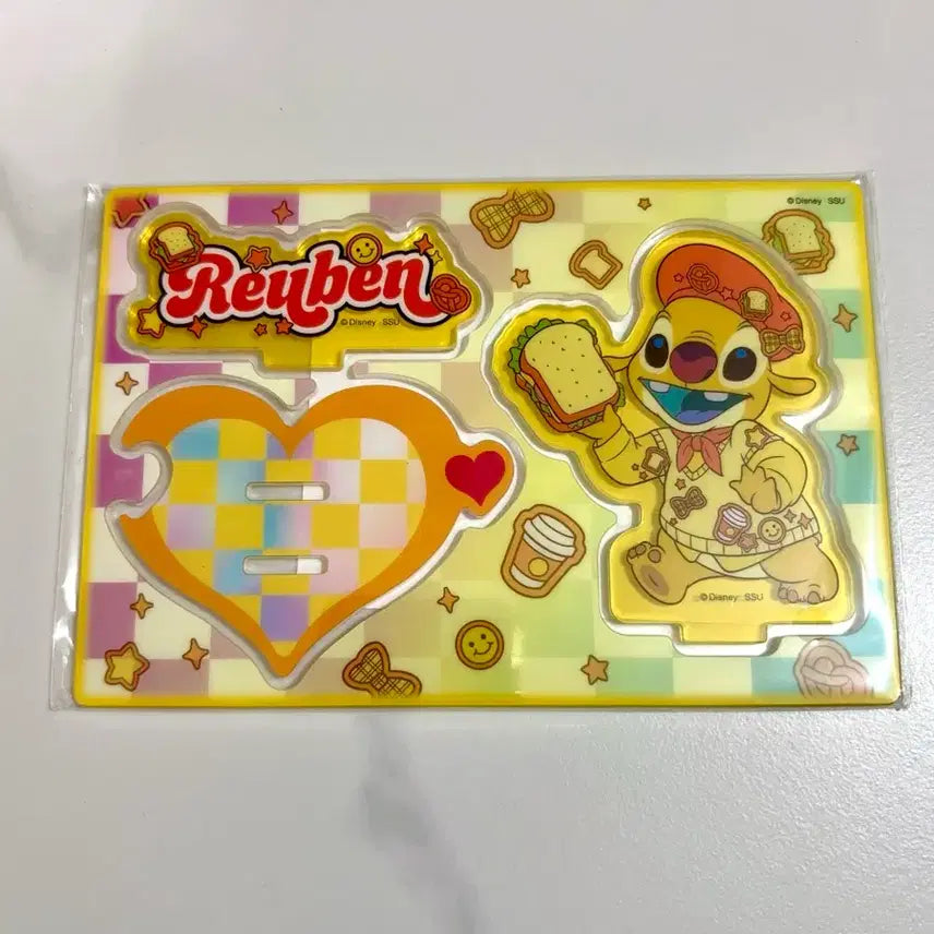 [SOLD OUT] 스티치 해피쿠지 컬러풀 카와이 아크릴 스탠드 &amp; 카드스티커 세트