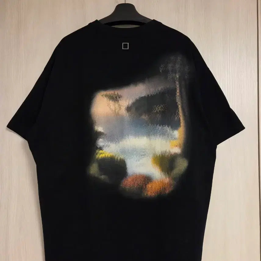 [BUNJANG] Wooyoungmi Black Blur Graphic Short Sleeve T-shirt / 우영미 24FW 블랙 블러 그래픽 반팔 티셔츠 48