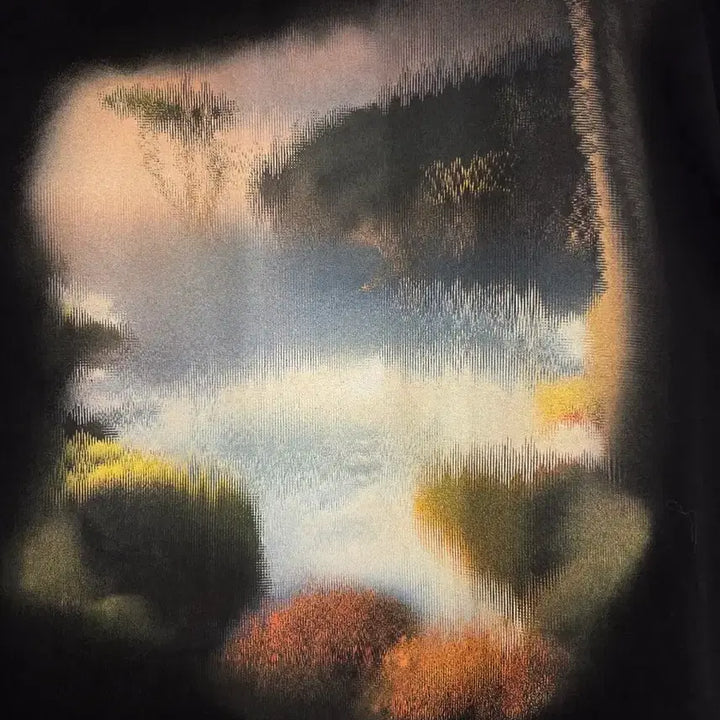 [BUNJANG] Wooyoungmi Black Blur Graphic Short Sleeve T-shirt / 우영미 24FW 블랙 블러 그래픽 반팔 티셔츠 48