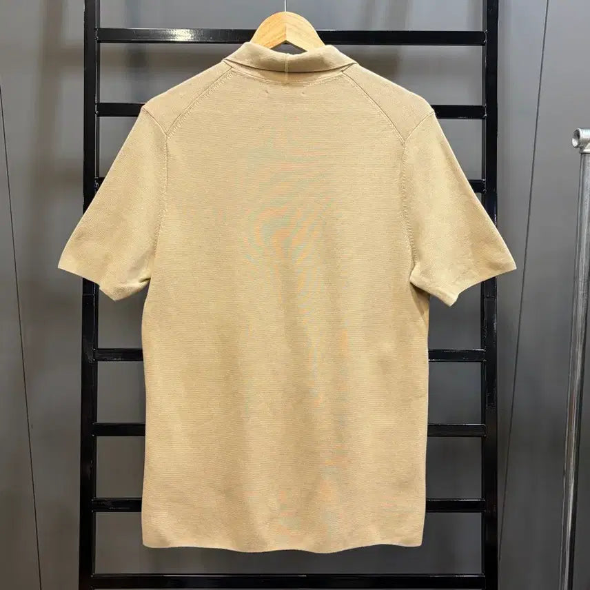 [SOLD OUT] [M] 코스(COS) 레귤러핏 오픈카라 코튼 반팔 니트 베이지 3.5