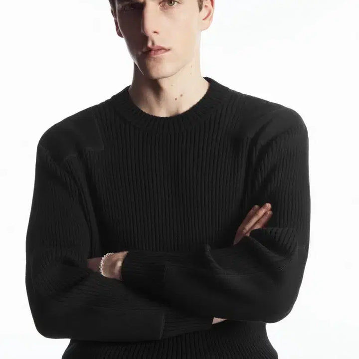 [BUNJANG] COS Patch Detail Wool Blend Sweater - Black / cos 패치 디테일 울 블렌드 스웨터 M 블랙