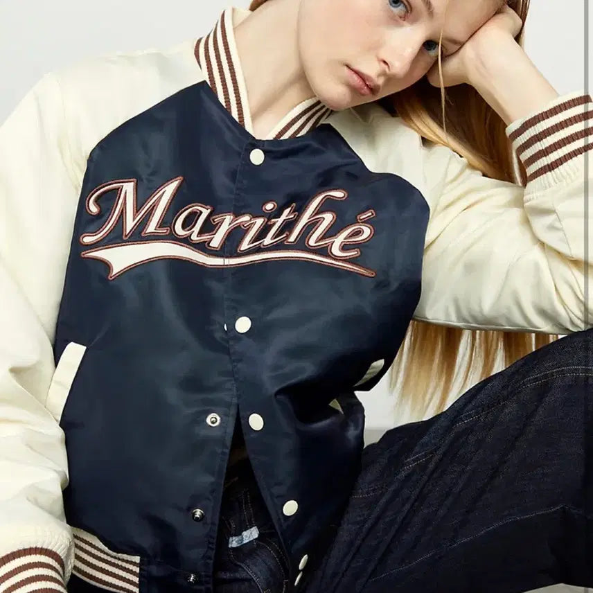 [BUNJANG] Marithe Glossy Baseball Jacket (M) / 마리떼 글로시 베이스볼 자켓 (m)