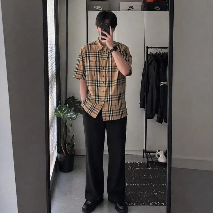 [SOLD OUT] 버버리 노바체크 반팔 셔츠 XL 남녀공용 오버핏