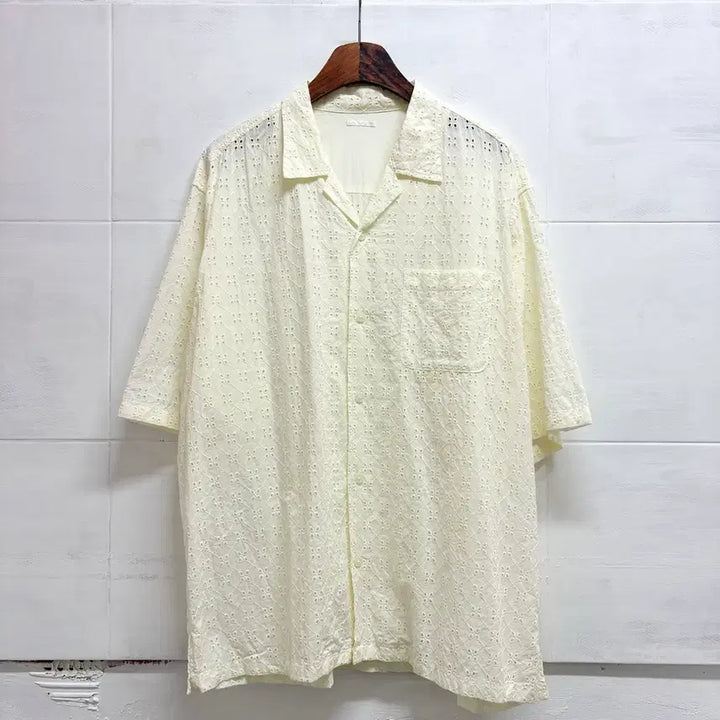 [SOLD OUT] 버터 펀칭 자수 오픈 카라 셔츠 XL JPN