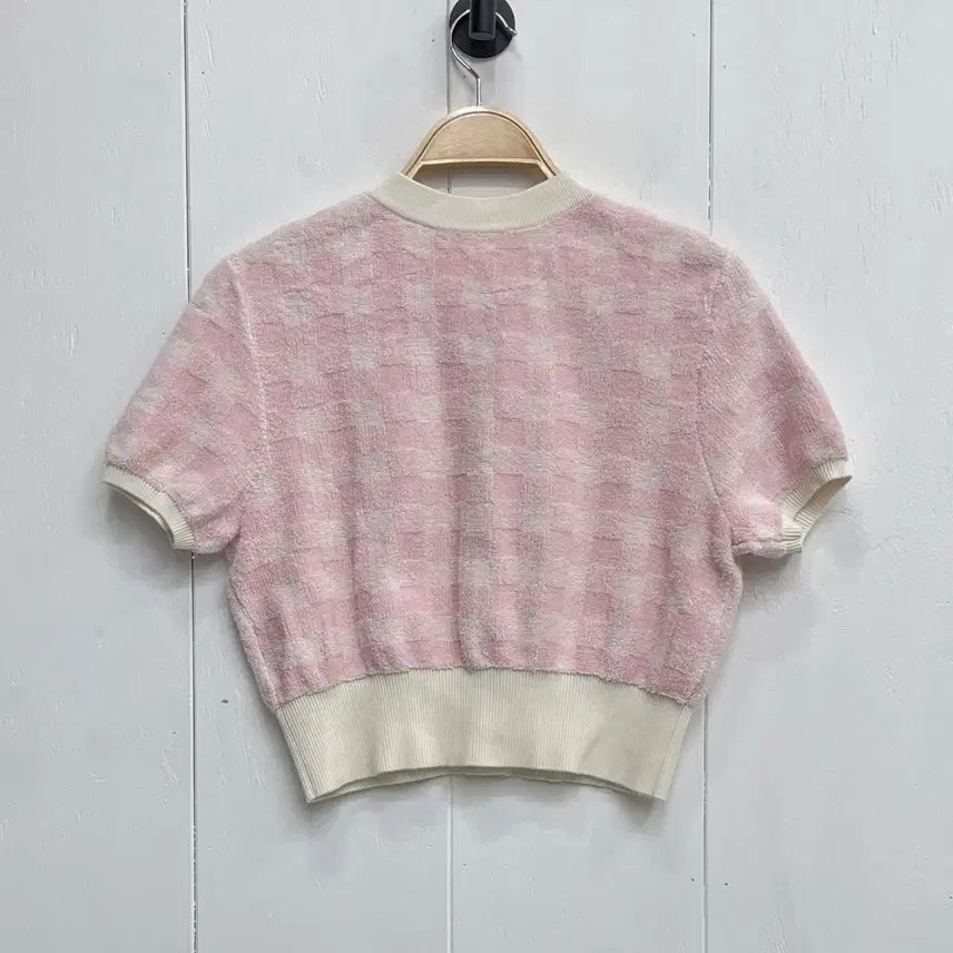 [SOLD OUT] 알렉산더왕 핑크 체크 테리 반팔 가디건