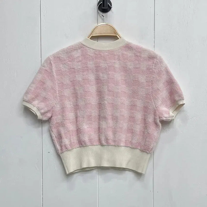 [SOLD OUT] 알렉산더왕 핑크 체크 테리 반팔 가디건
