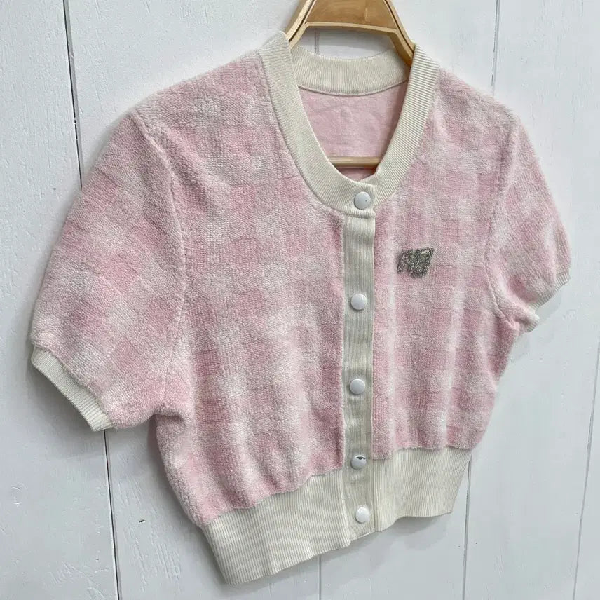 [SOLD OUT] 알렉산더왕 핑크 체크 테리 반팔 가디건
