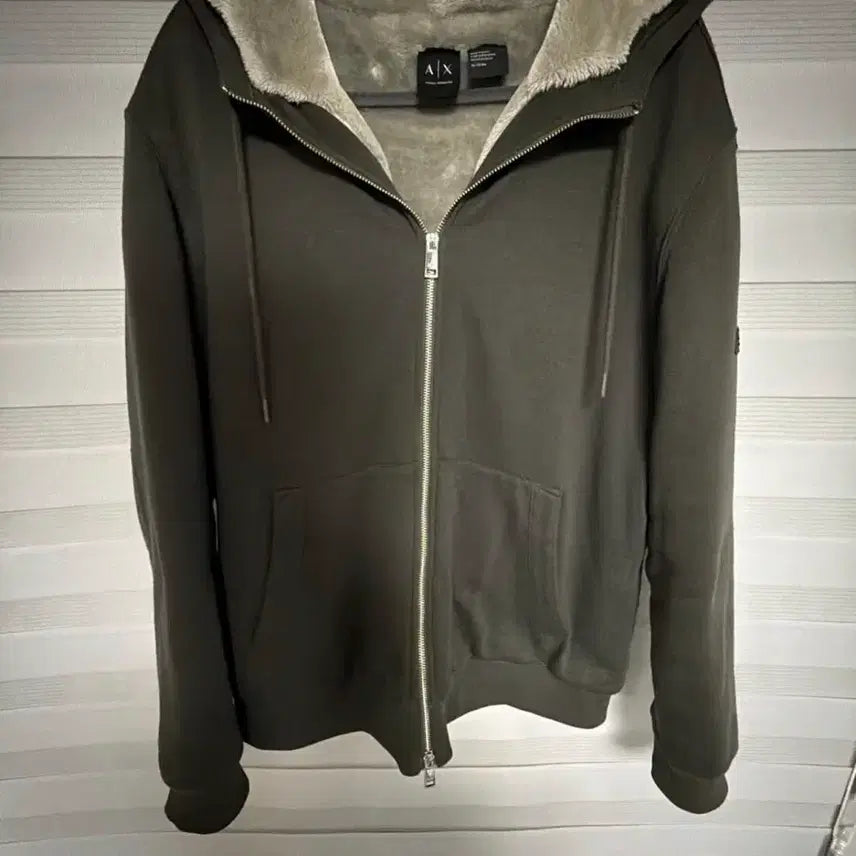 [BUNJANG] A|X Armani Exchange Faux Fur Lined Hooded Zip-up Jacket / A|X 아르마니 익스체인지 퍼 후드집업 카키