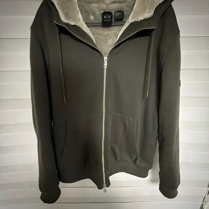[BUNJANG] A|X Armani Exchange Faux Fur Lined Hooded Zip-up Jacket / A|X 아르마니 익스체인지 퍼 후드집업 카키