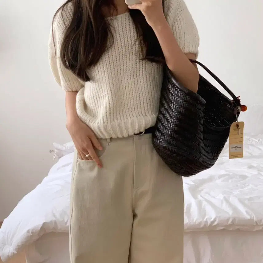 [BUNJANG] Litter Margarin Alpaca Short-Sleeve Knit / 리터 마가린 알파카 반팔니트