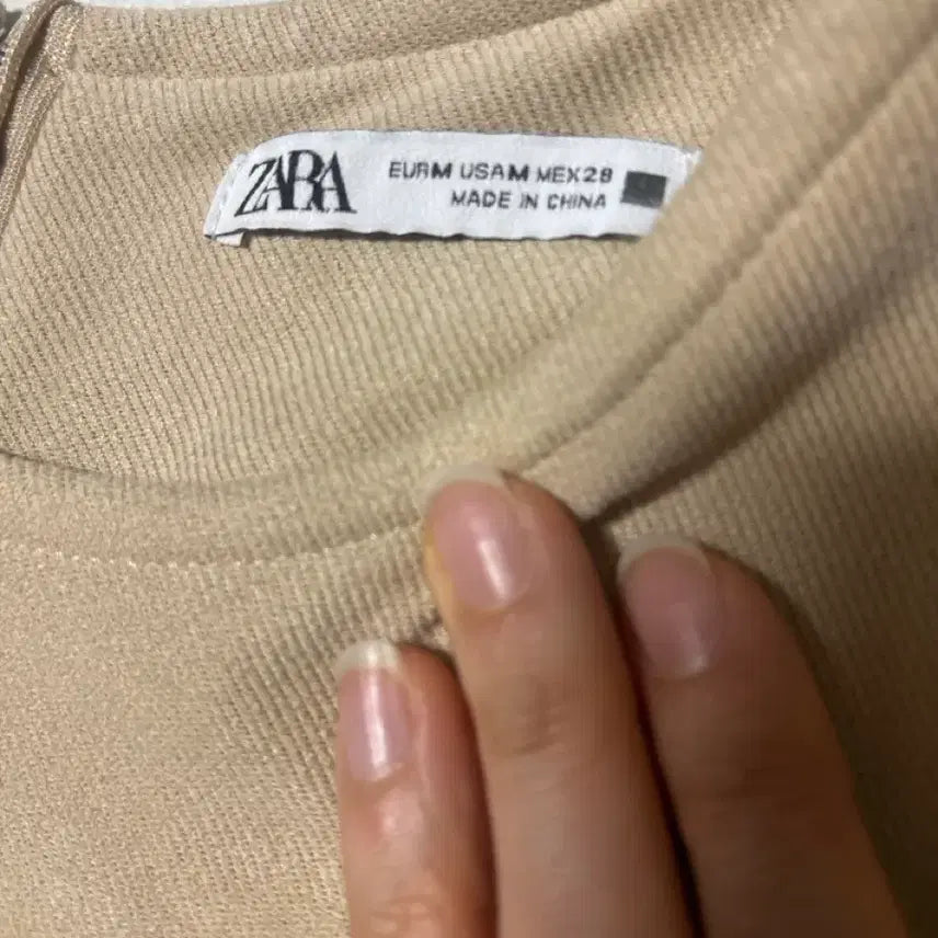 [BUNJANG] ZARA Beige/Brown Pleated Dress / 자라 베이지/브라운 플리츠 원피스