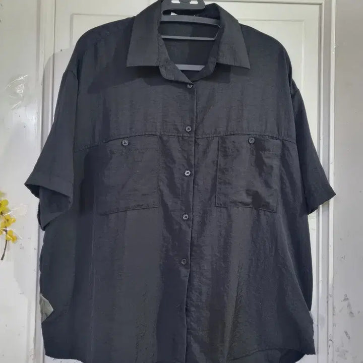 [BUNJANG] Summer Oversized Black Blouse / 여름 빅사이즈 바스락 고급스러운 블라우스 깨끗해요 가슴단면63