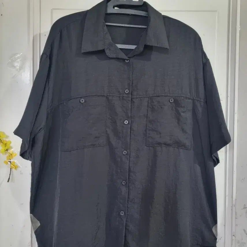 [BUNJANG] Summer Oversized Black Blouse / 여름 빅사이즈 바스락 고급스러운 블라우스 깨끗해요 가슴단면63