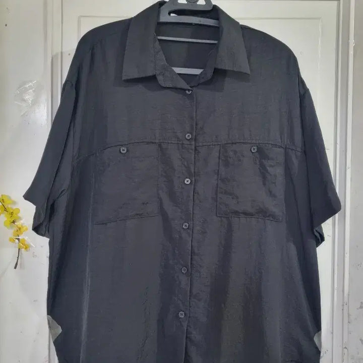 [BUNJANG] Summer Oversized Black Blouse / 여름 빅사이즈 바스락 고급스러운 블라우스 깨끗해요 가슴단면63