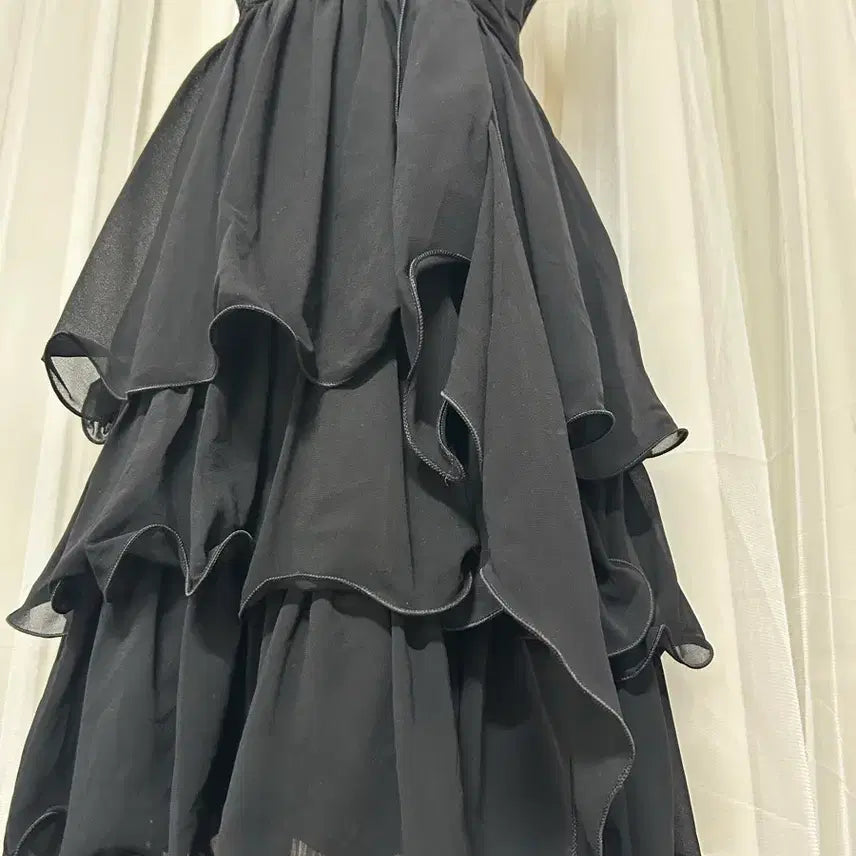 [BUNJANG] Jk2 Rhinestone Embellished Frill Layered Dress / Jk2 갸루깔 뒷리본 큐빅 프릴레이어드 원피스