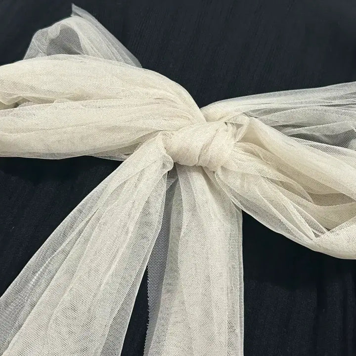 [BUNJANG] Nemne Chiffon Ribbon Ruffle Top / Nemne 마즈깔 쉬폰왕리본 로걀탑