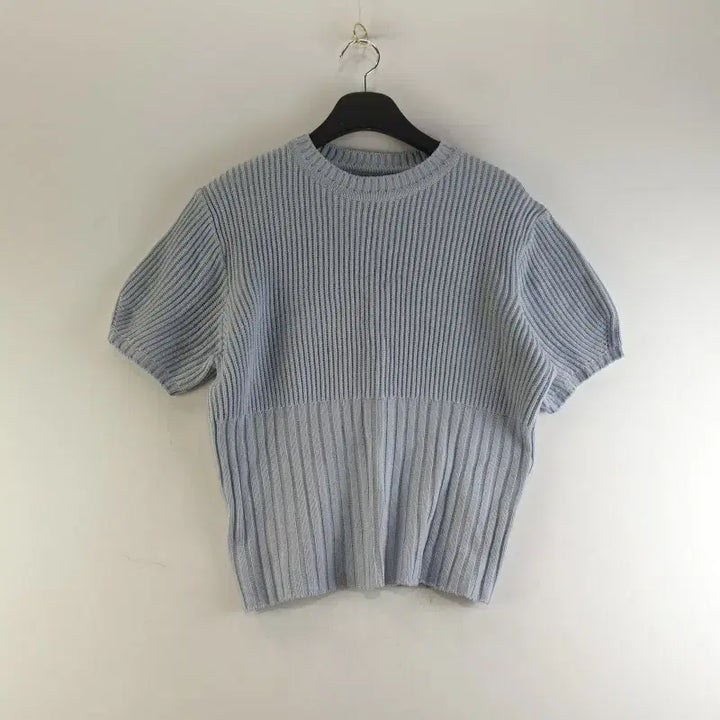 [BUNJANG] Vintage Blue Cropped Knit Top / 여성FREE 빈티지블루 반소매 크롭 니트 M5740