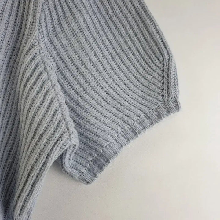 [BUNJANG] Vintage Blue Cropped Knit Top / 여성FREE 빈티지블루 반소매 크롭 니트 M5740