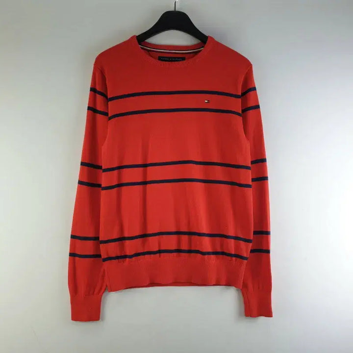 [BUNJANG] Tommy Hilfiger Unisex XS Red Striped Knit Sweater / 타미힐피거 공용XS 레드 줄무늬 니트 M5744