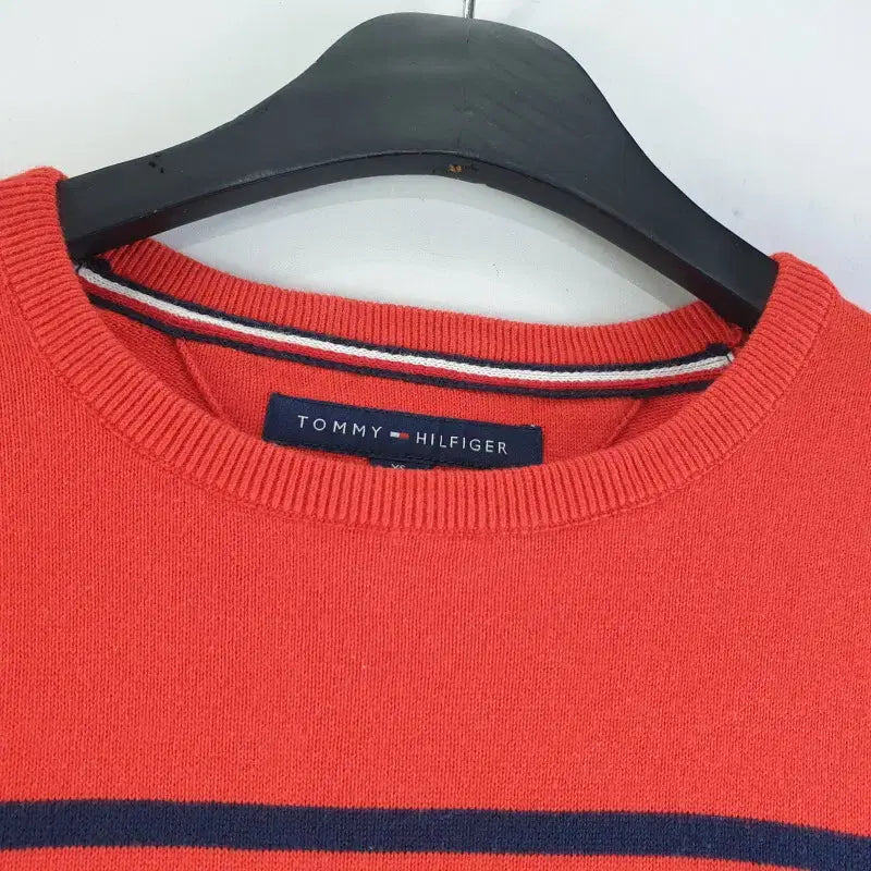 [BUNJANG] Tommy Hilfiger Unisex XS Red Striped Knit Sweater / 타미힐피거 공용XS 레드 줄무늬 니트 M5744