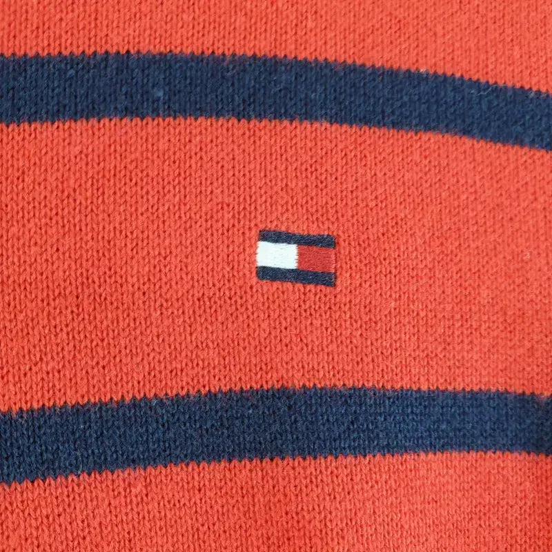 [BUNJANG] Tommy Hilfiger Unisex XS Red Striped Knit Sweater / 타미힐피거 공용XS 레드 줄무늬 니트 M5744