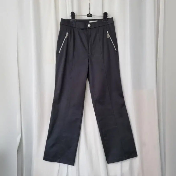 [BUNJANG] Black Zipper Pointed Spandex Pants / 블랙 지퍼 포인트 스판 팬츠