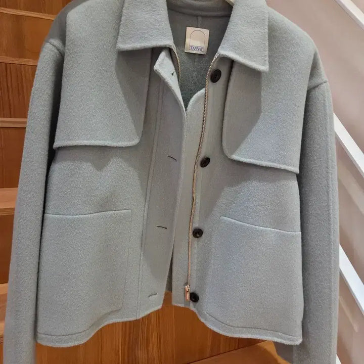 [BUNJANG] TANNAT 100% Merino Wool Half Coat Sky Blue / 타낫 울 하프코트 (TANNAT)