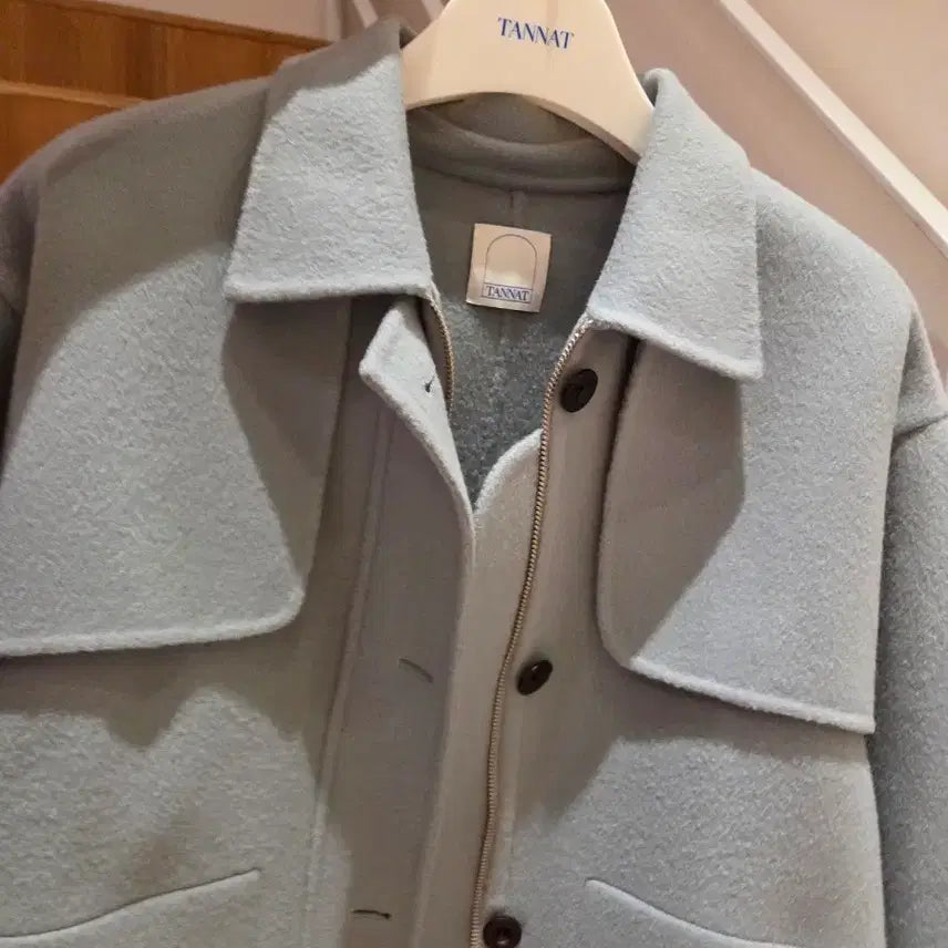 [BUNJANG] TANNAT 100% Merino Wool Half Coat Sky Blue / 타낫 울 하프코트 (TANNAT)