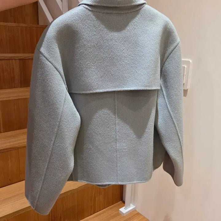 [BUNJANG] TANNAT 100% Merino Wool Half Coat Sky Blue / 타낫 울 하프코트 (TANNAT)