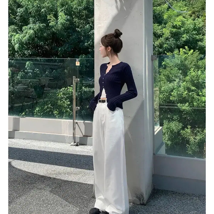 [BUNJANG] Ablly Morefit Semi-Wide White Pants / 가격내림) 에이블리 모어핏 세미와이드 화이트 팬츠