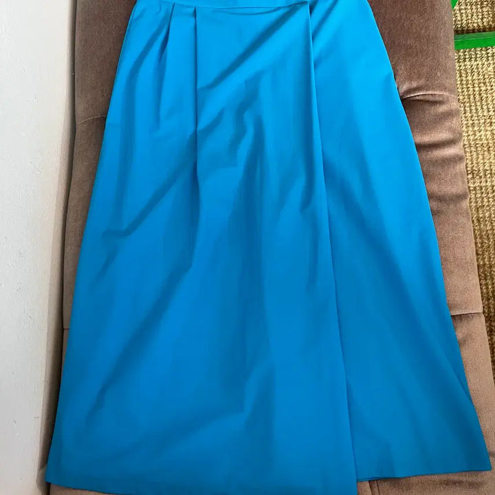 [BUNJANG] KUHO Turquoise Blue Pintuck Skirt Pants / 구호 KUHO 여성 터콰이즈블루 핀턱디자인 치마바지