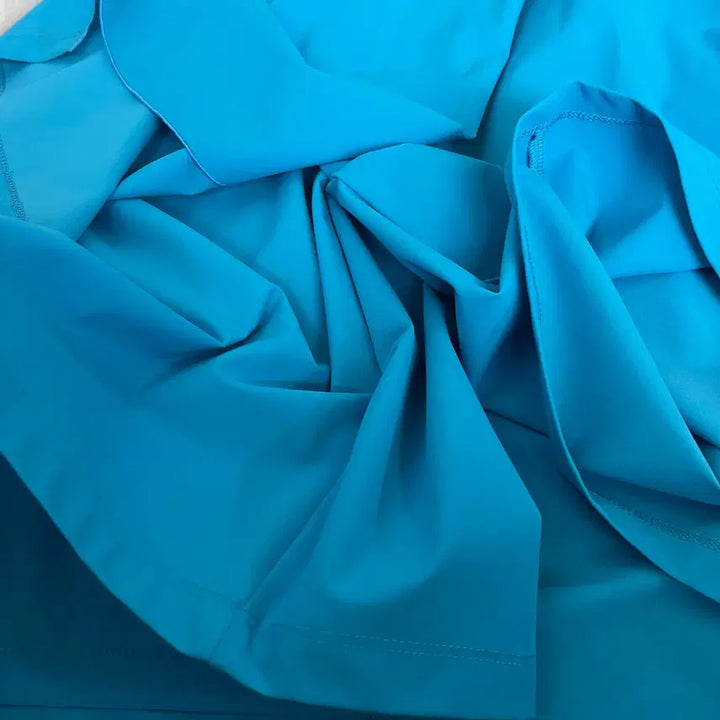 [BUNJANG] KUHO Turquoise Blue Pintuck Skirt Pants / 구호 KUHO 여성 터콰이즈블루 핀턱디자인 치마바지