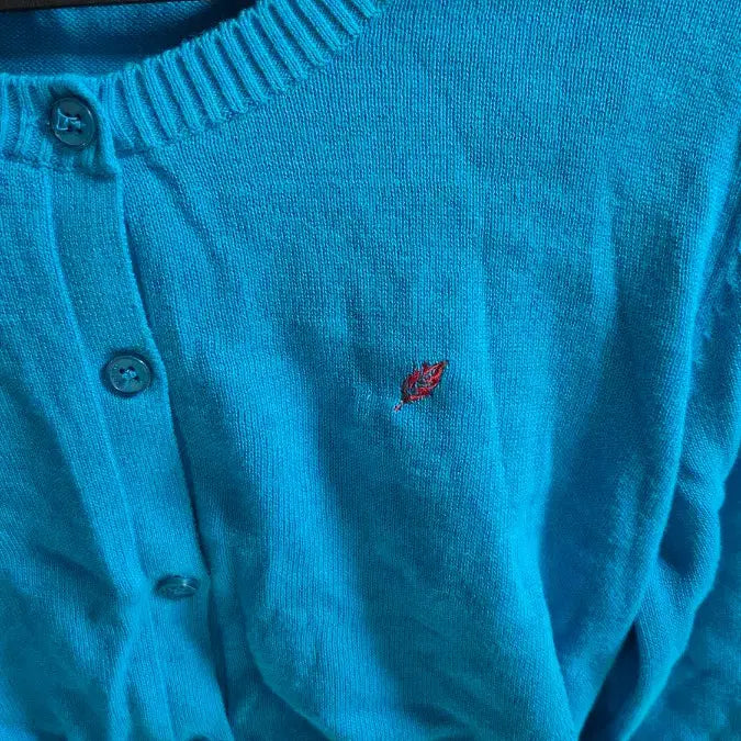 [BUNJANG] Maru Blue Round Neck Crop Cardigan / 마루 블루 라운드넥 크롭 가디건