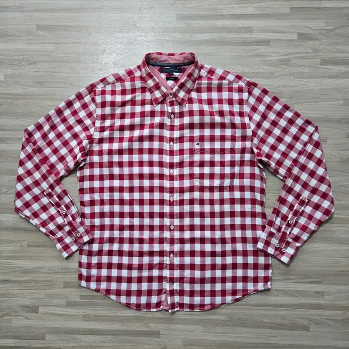 [BUNJANG] Tommy Hilfiger Red Check Shirt / 105) 타미힐피거 레드 체크 셔츠 남방
